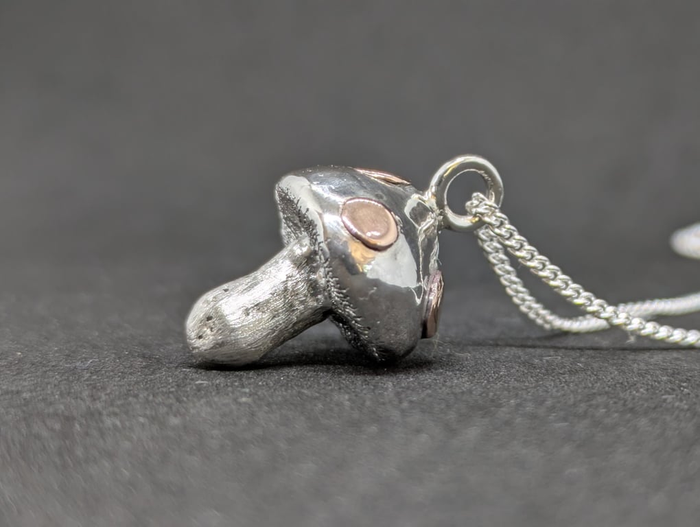 Toadstool pendant, Handmade silver silver toadstool necklace