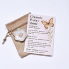 Handmade Ceramic Worry Stone- Flower with Heart 