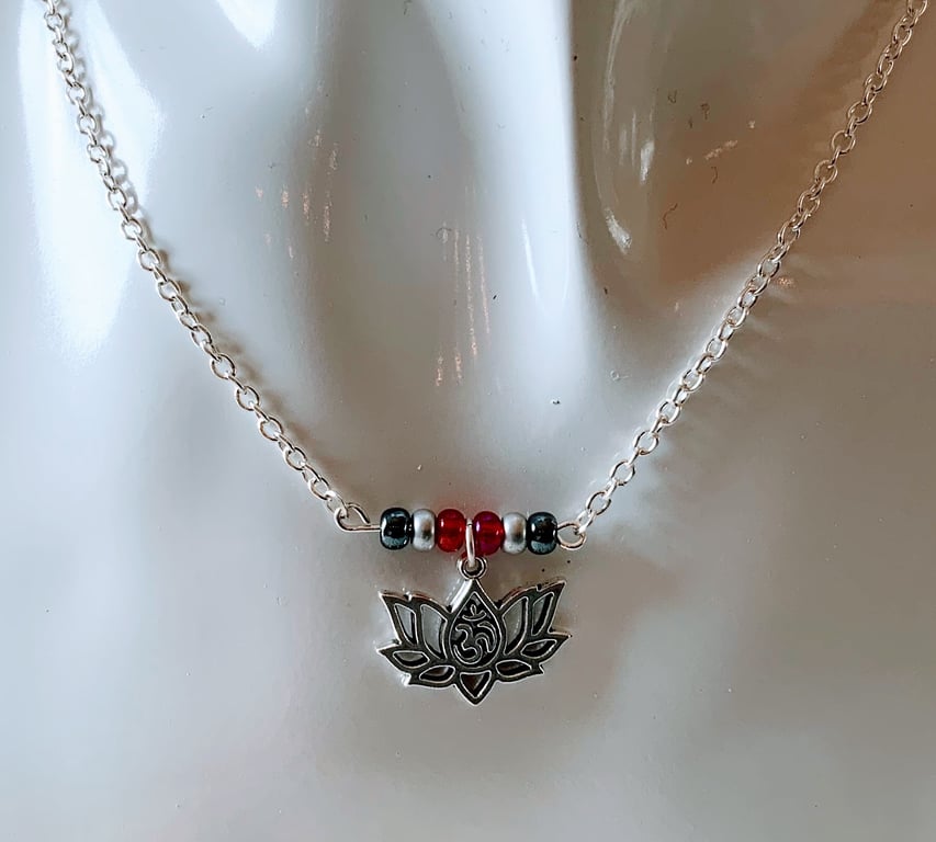 Lotus 'Om' Pendant Necklace.