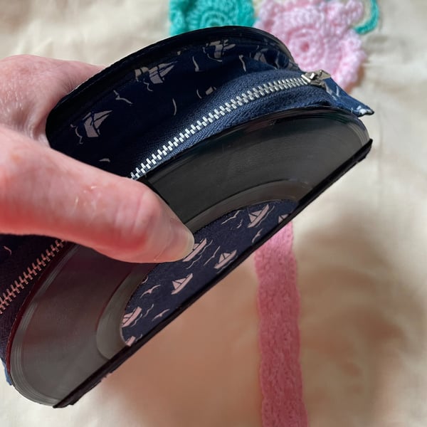 Small Clutch Purse Nautical White Sailing Boats 45rpm Alternative Rockabilly Bag