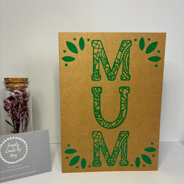 Green Pattern Mum Card