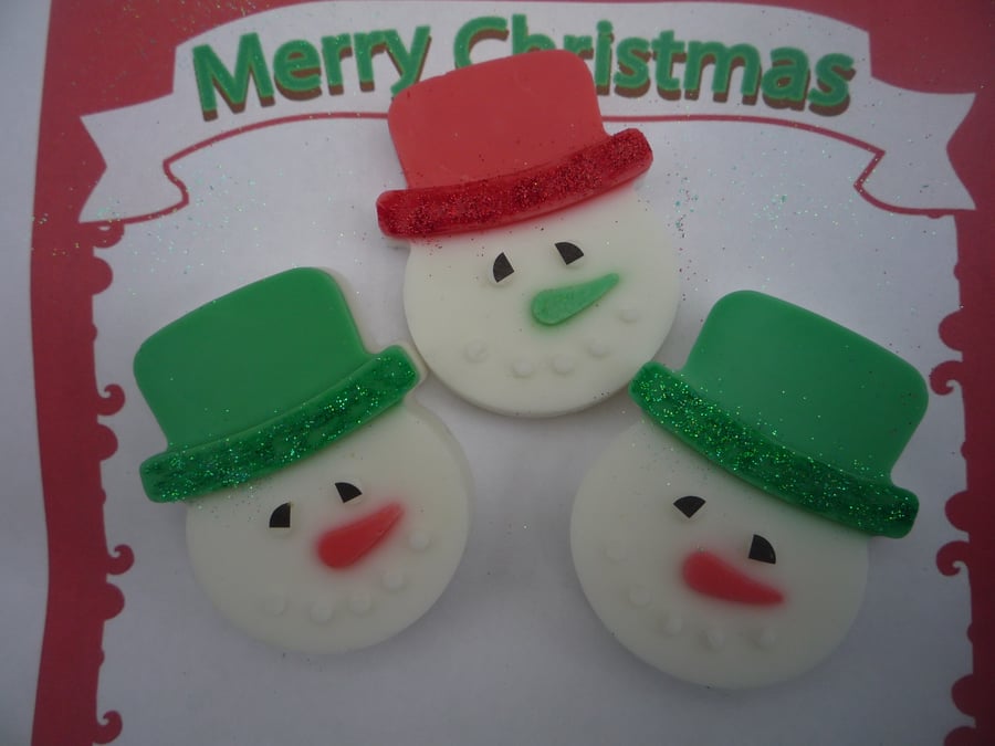 christmas glitter snowman soap x 1