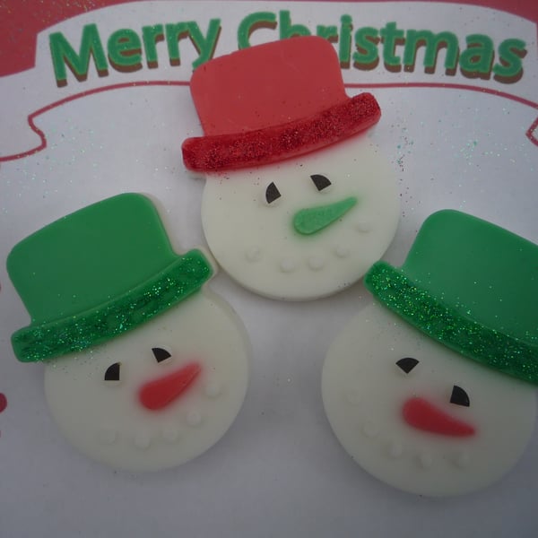 christmas glitter snowman soap x 1