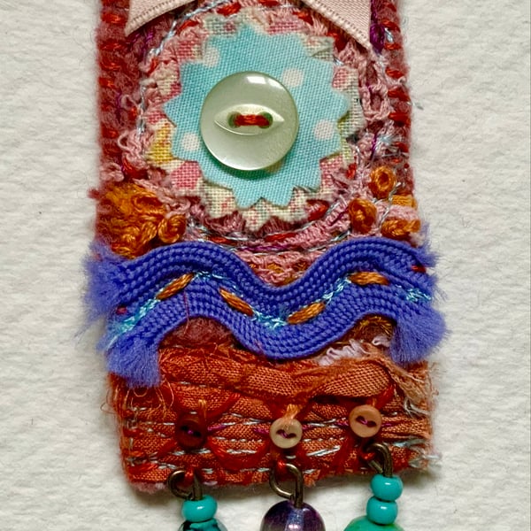Felt and recycled textiles hand made  Brooch, 