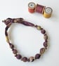 Handmade Maroon Tana Lawn Liberty Print Fabric Necklace - Obscured Landscape