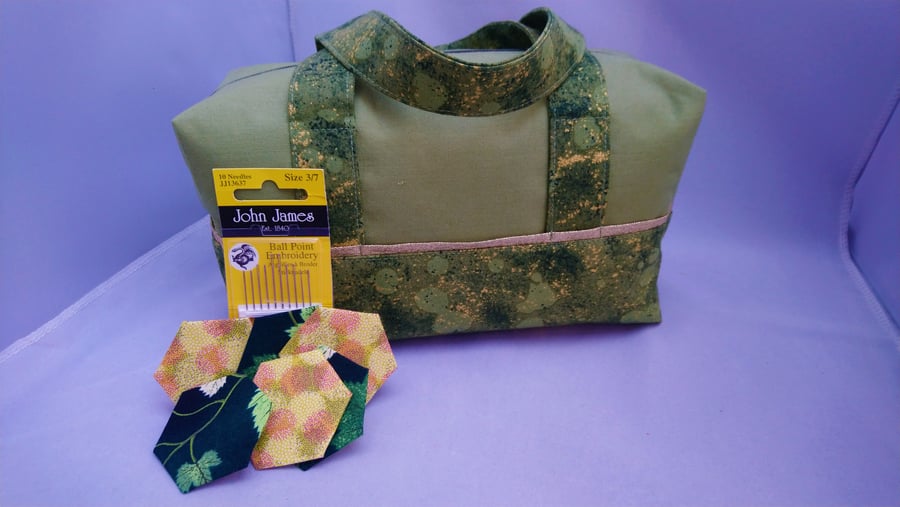 Bags, Box Shaped Make Up Bag with Zip, Handles, ,Multi Use, Crochet,Sewing