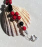 Natural Red Coral & Black Onyx Gemstone Beaded Bracelet "Red Twilight" - Image 4