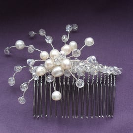 SALE Crystal and Fresh Water Pearls Hair Comb HC006