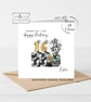 Black & White Football Age Balloon Happy Birthday Card - Image 1