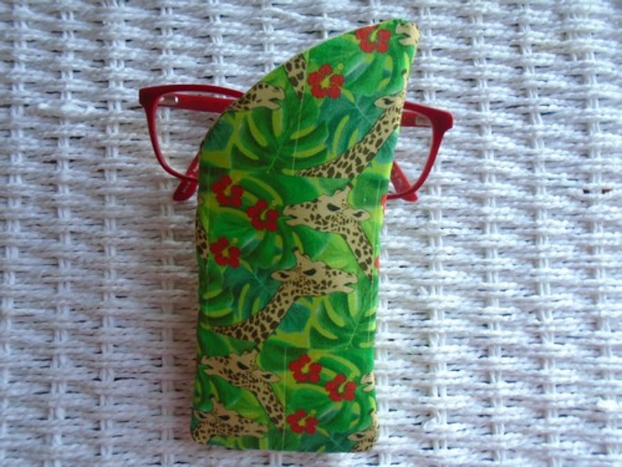 Giraffe & Palms Glasses Case Lined & Padded Unique Design.