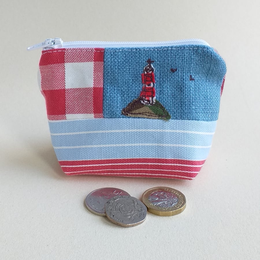 Embroidered Lighthouse Coin Purse