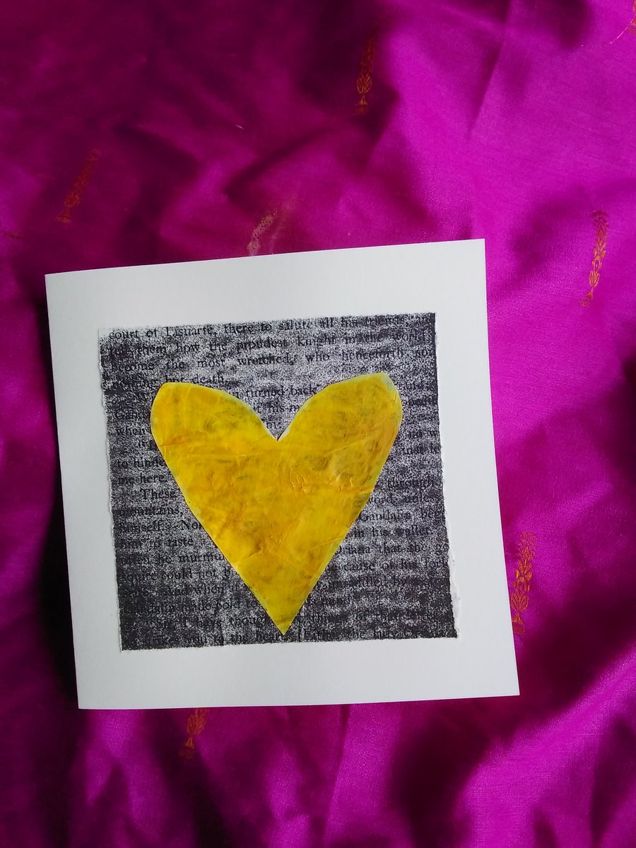Big yellow painted heart card