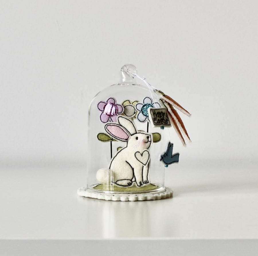 'Happy Easter Bunny'- Glass Dome Decoration