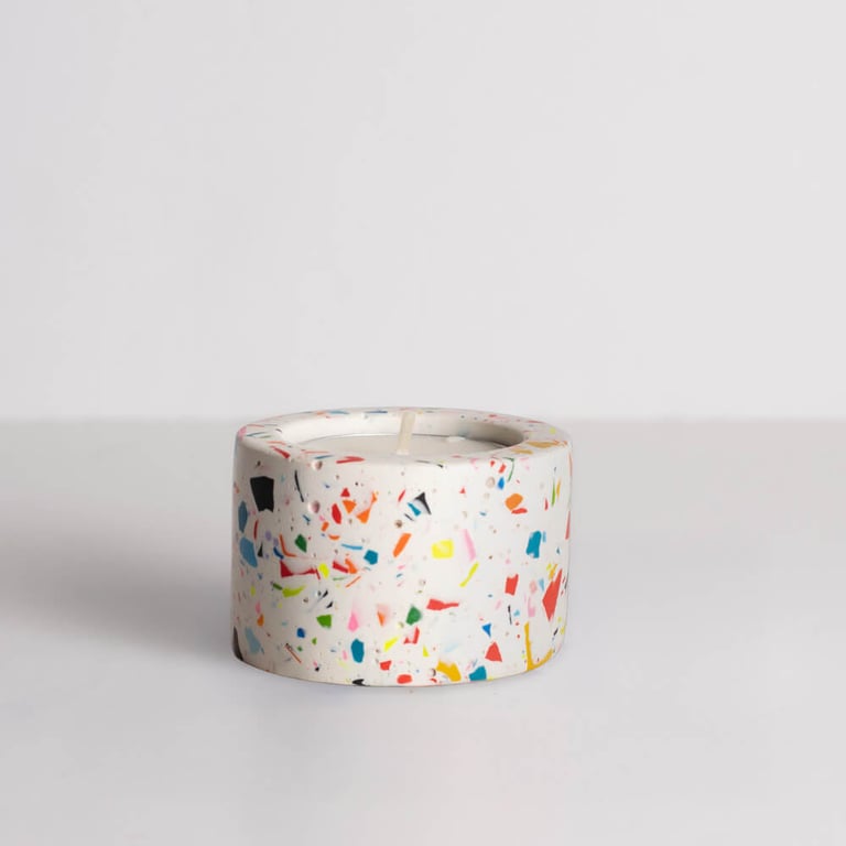 Rainbow Terrazzo Candle Holder, Tea Light Candle Holder, Jesmonite Candle Holder