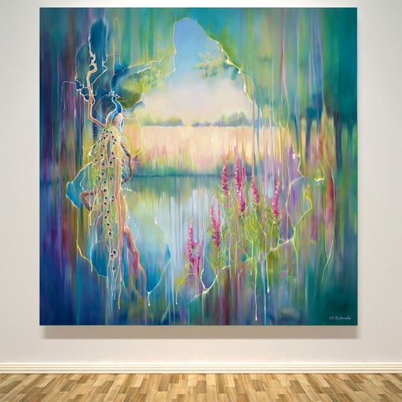 The Peacocks Secret, a magical view of a peacock in his secret garden