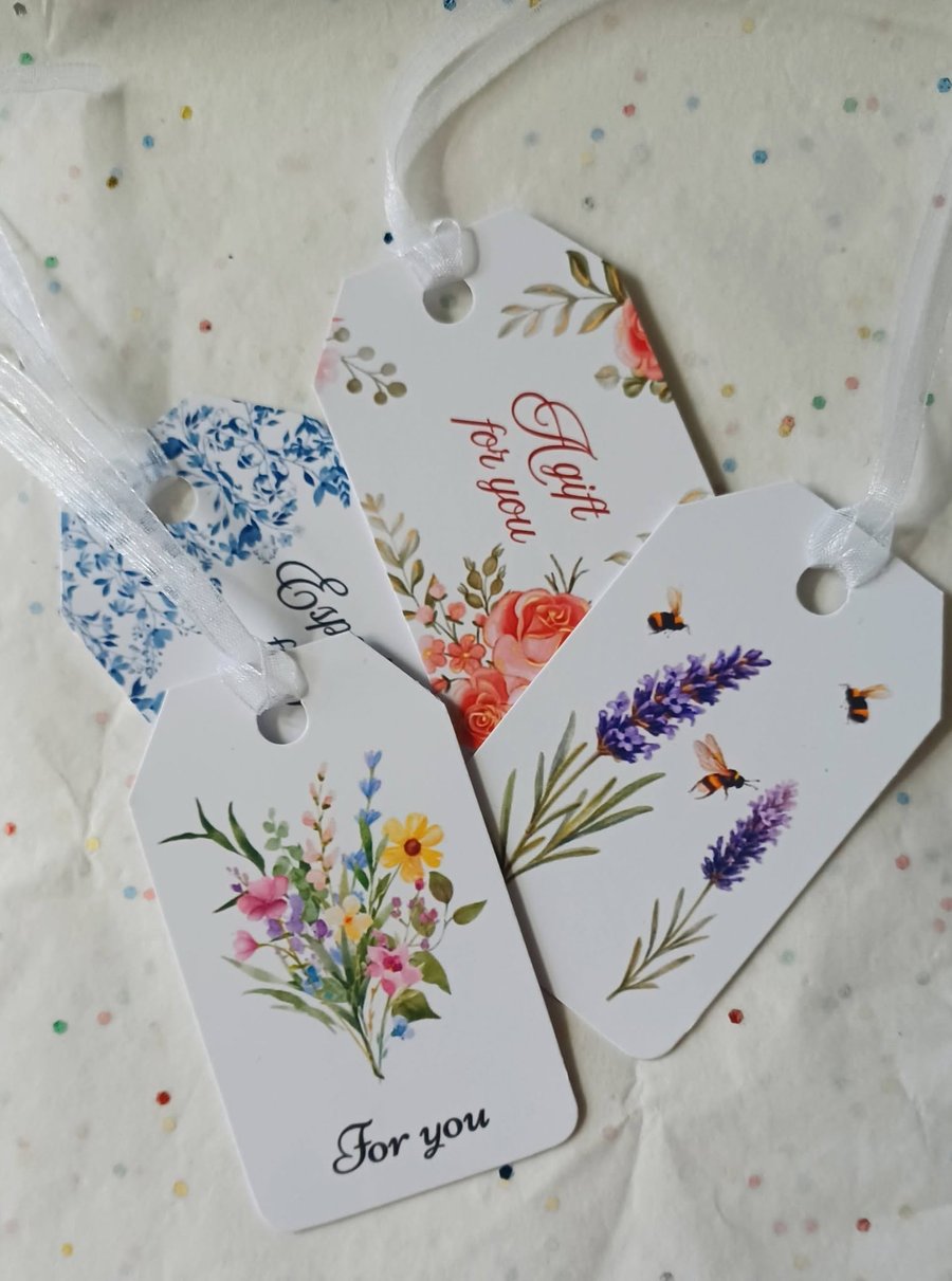 Set of 4 Floral Gift Tags