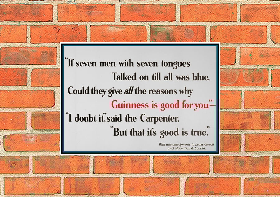 Guinness metal sign. Seven men with seven tongues. Bar, Pub or Mancave