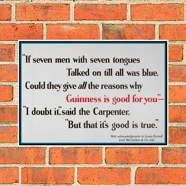 Guinness metal sign. Seven men with seven tongues. Bar, Pub or Mancave