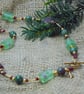 Ruby in Zoisite beads & glass flower beads necklace with gold plate charm - Image 1