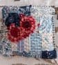 Blue and red kantha-stitched small lavender pillow - Image 5