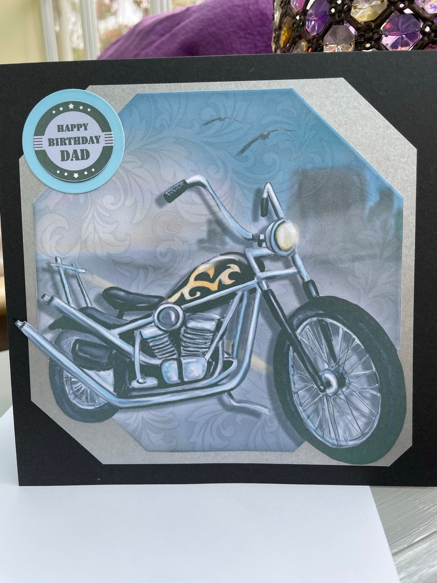 Motorbike Happy birthday Dad card