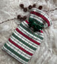 Mini Hot Waterbottle - Red & Green. Handwoven in Wales