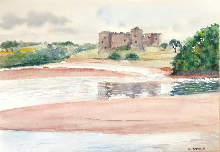 Original watercolour painting of Carew Castle, Pembroksehire 280 mm x 195 mm