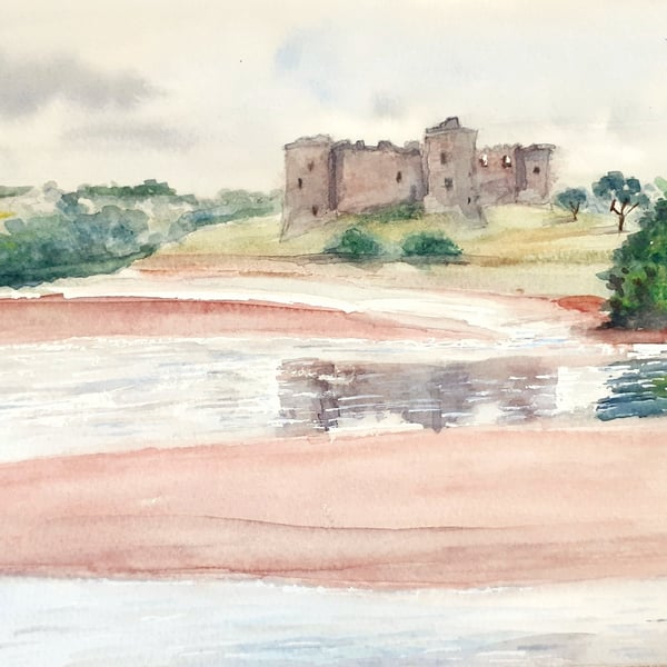 Original watercolour painting of Carew Castle, Pembroksehire 280 mm x 195 mm