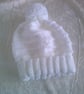 White Aran Bobble Hat - Image 1