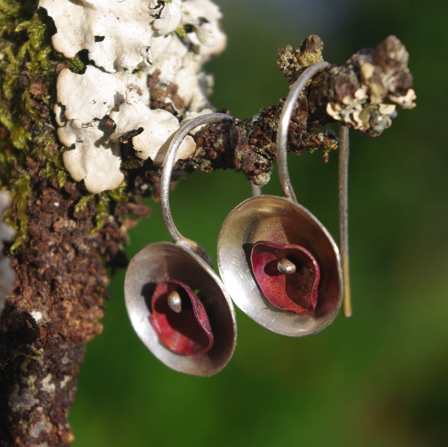 Silver and Copper Lichen Earrings