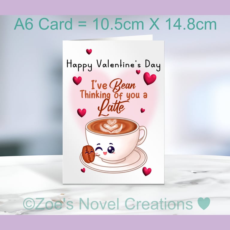 Latte Valentine's Day A6 size 10.5cm X 14.8cm 