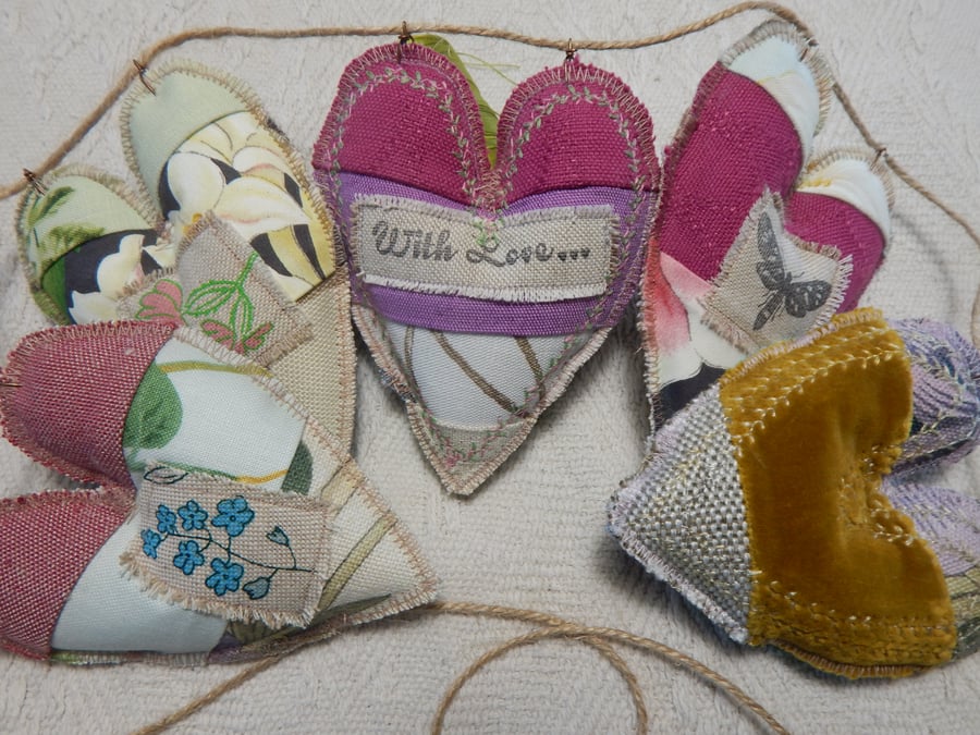 Reserved for Liz-Patchwork hearts - 55 cm  - With Love Bunting, wall hanging