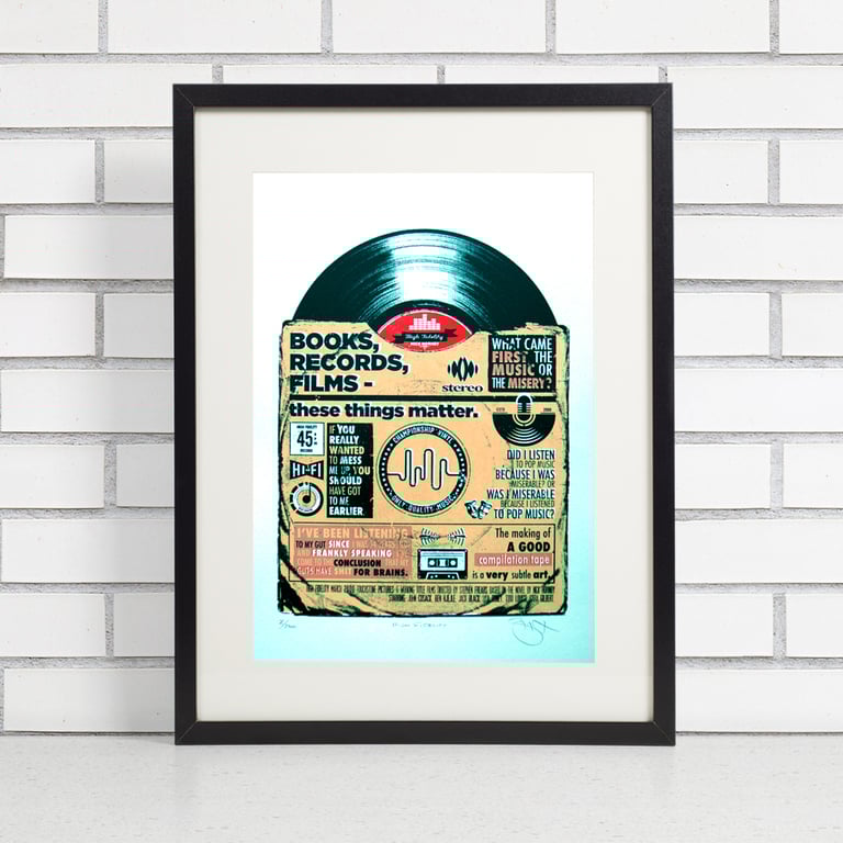 High Fidelity - Nick Hornby Hand Pulled Limited Edition Screen Print