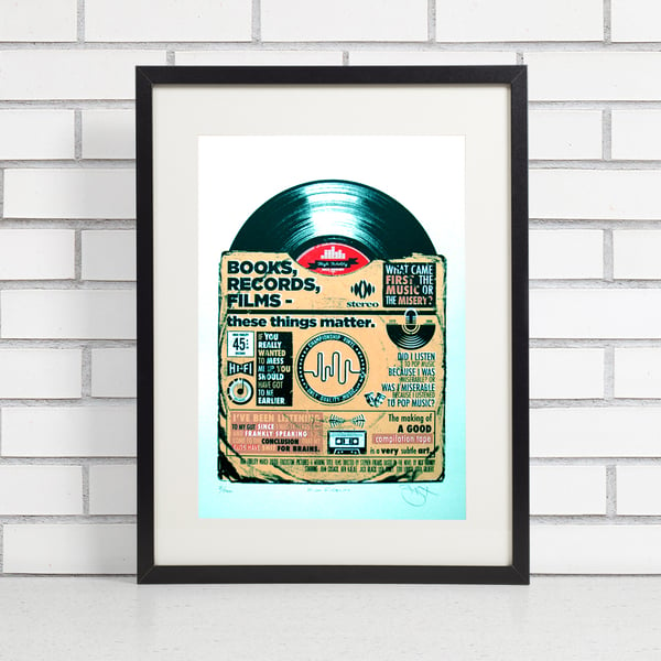 High Fidelity - Nick Hornby Hand Pulled Limited Edition Screen Print