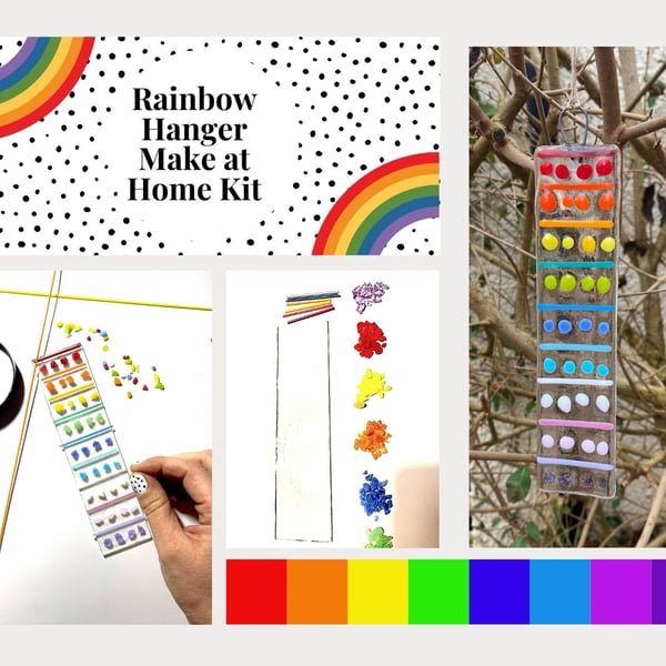 Fused Glass Rainbow Hanger Home Kit, suitable for all ages