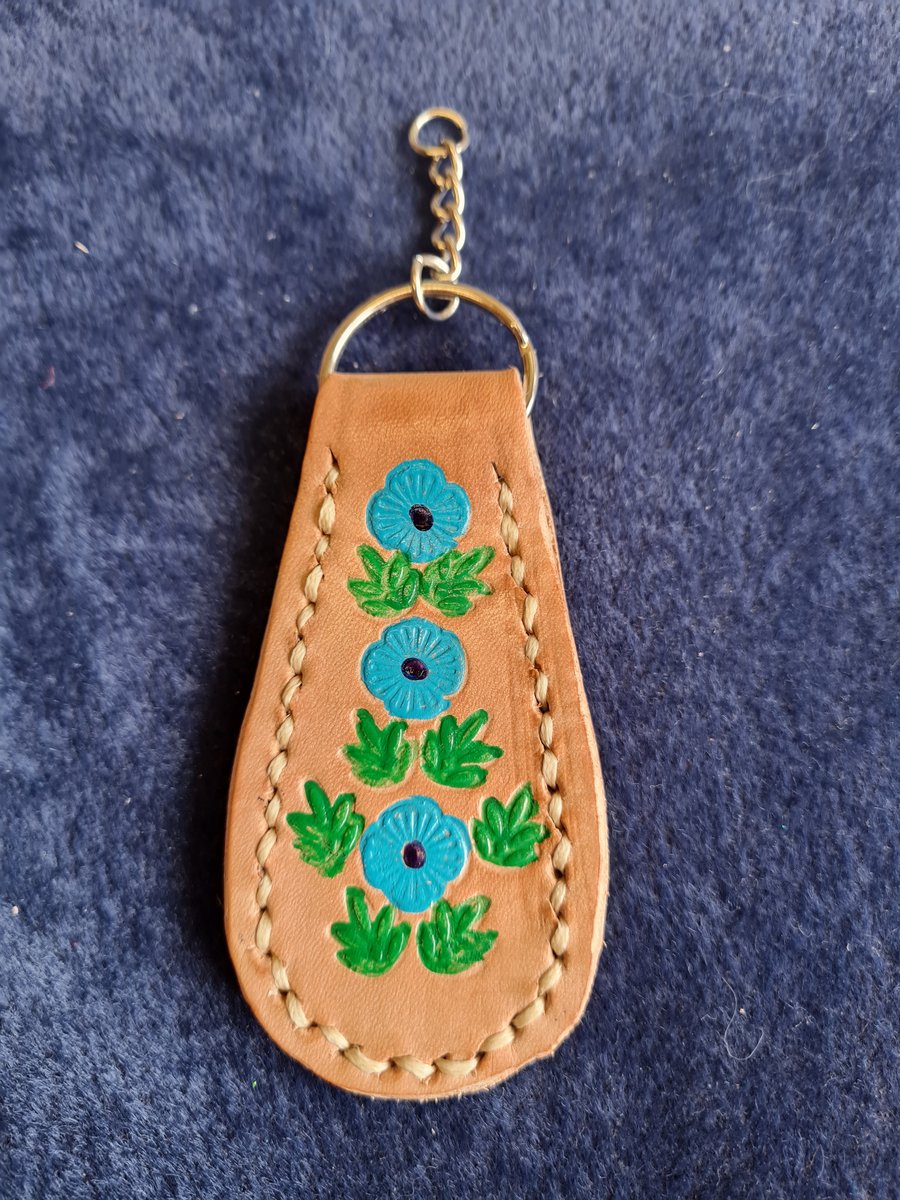 Hand Stamped Leather Keyring 