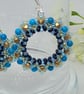 Turquoise and Gold Beaded Hoop Earrings - Image 5