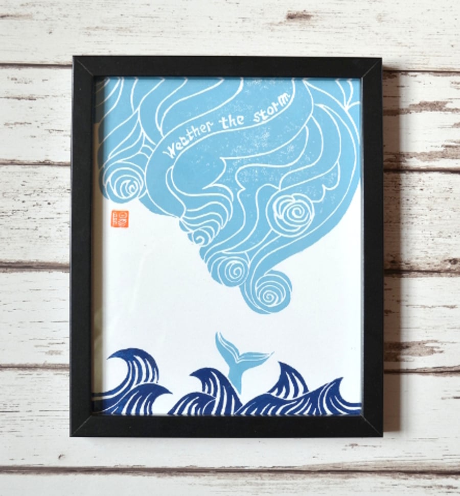 Weather the Storm linoprint