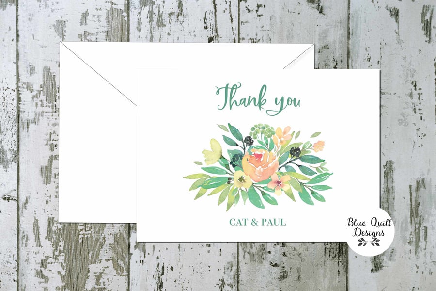 Wedding Thank You Cards -Tuscan Summer - pack of 10 - personalised
