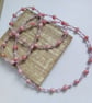 Pink and White Marble Effect Necklace with Lilac and Gold - Image 2