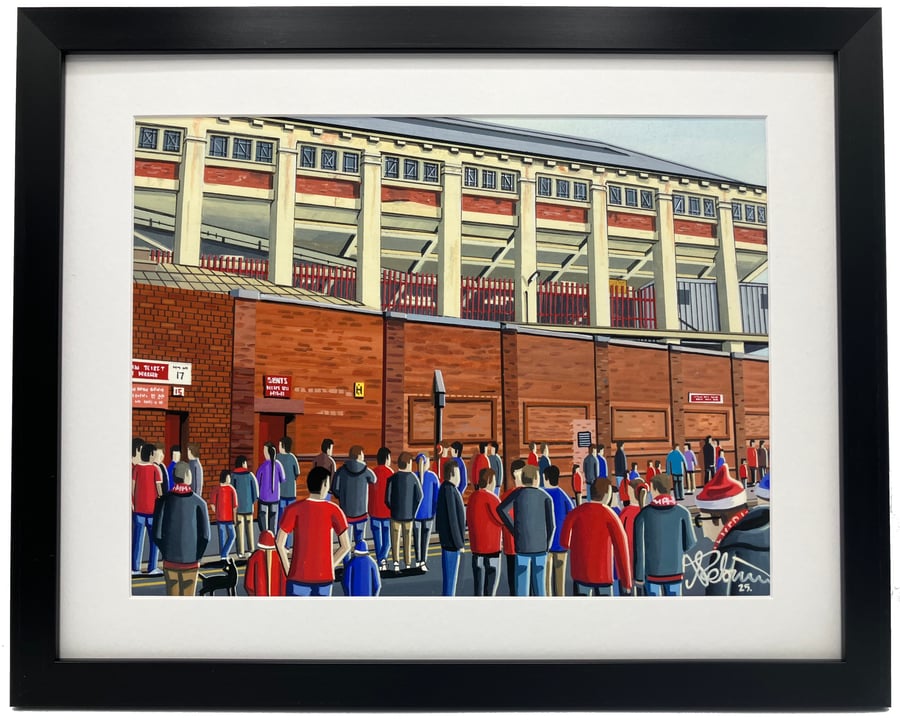 Liverpool. Retro Anfield. Football Club F.C Stadium Art Print 14" x 11" Frame 