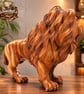 Hand-Carved Solid Wood Roaring Lion Sculpture Home Decor - Image 3