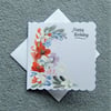 floral hand painted original art Birthday card ( ref F 136 )
