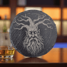 Treebeard Slate Coaster – 10cm Engraved Fantasy Drink Coaster