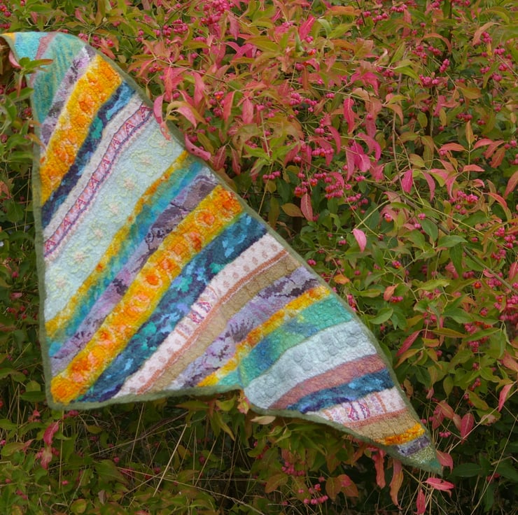 Handmade Nuno Felted Wool and Silk Triangle Sca... - Folksy