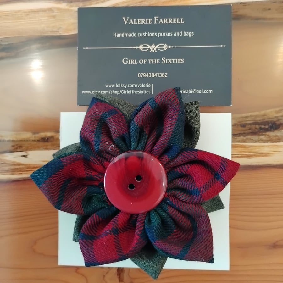 Tartan Flower Brooch