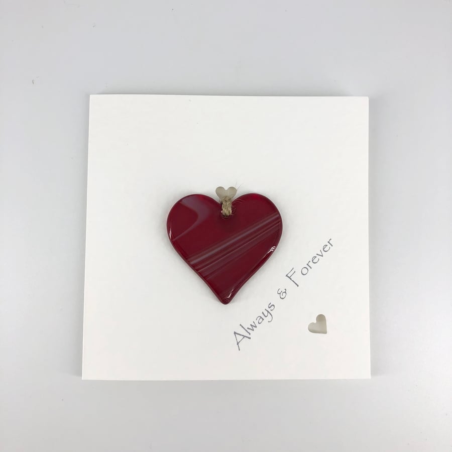 Valentine’s Card with detachable Red Glass Heart
