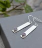 Sterling Silver Hammered Rectangle Earrings with Lavender Amethyst - JBJ1097