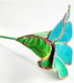 Blue Green Textile Art Flower - Image 4
