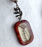 Pressed Fennel Flower Resin and Wood Pendant with earrings - Image 4
